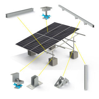 Carbon Steel Solar Ground Mounting System With Concrete Base